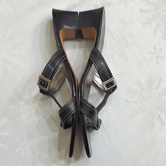Anne Klein Macommonlyn Black Leather Double Strap Heel Sandals Women's Size 10M - Picture 9 of 12